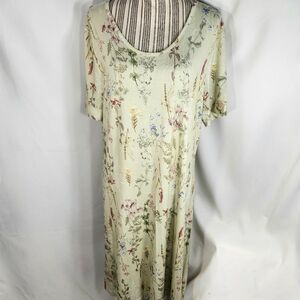 Venus Fashions Pale Green Floral Print Short Sleeve Long Dress Size 12